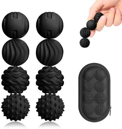 Silicone Magnetic Sensory Balls Fidget Toys,8 Pack Office Stress Toys,Black
