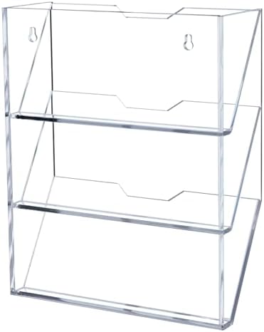 MyGift 3 Tier Acrylic Mail Sorter Wall Mounted Letter Holder Rack