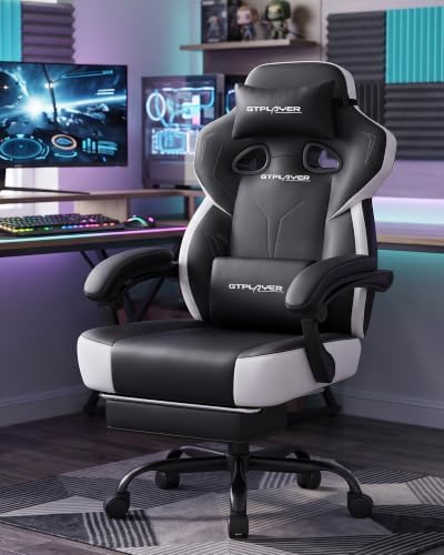 GTPLAYER Big & Tall Gaming Chair, Wide Seat with Footrest, New Black