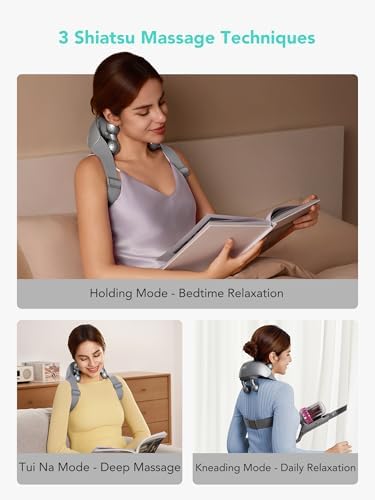 SKG H7 Ultra Neck Massager for Pain Relief Deep Tissue Cordless, Grey
