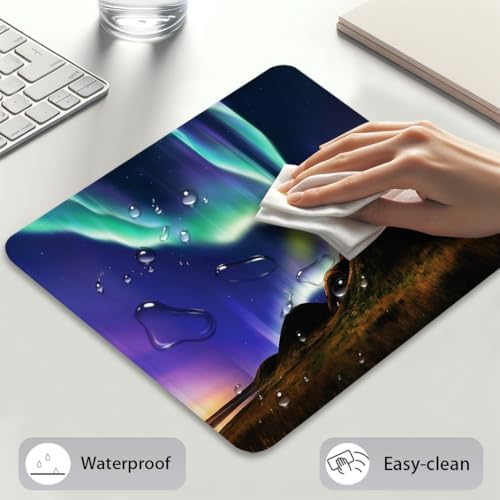 Aurora Borealis Mouse Pad, Spectacular Alaskan Northern Lights‌ Desk Mat