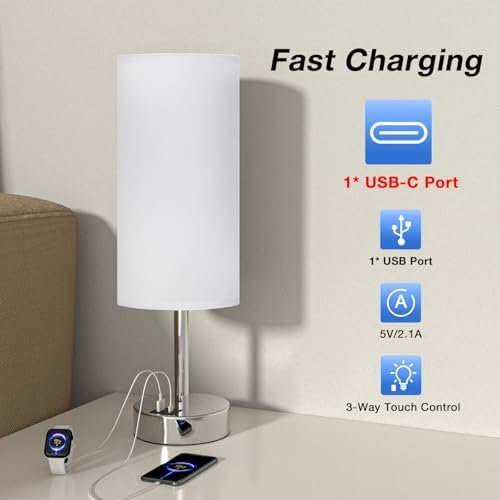 Small Touch Table Lamp for Bedroom - Bedside Desk Lamp for College Dorm