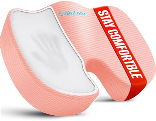 CushZone Memory Foam Seat Cushion for Office, Car & Wheelchair, Pink