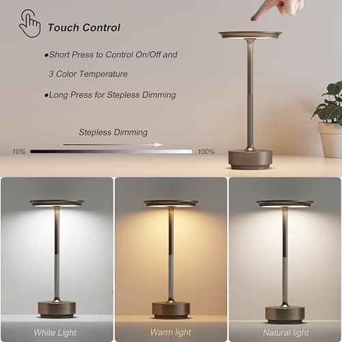 TBBGA 1 Pack Rechargeable Table Lamps Cordless, 5000mAh Outdoor Table Light