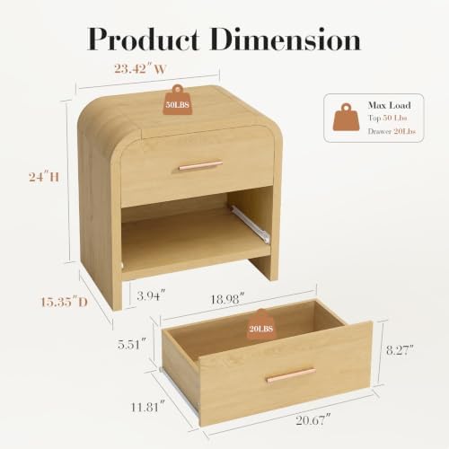 Night Stand Set of 2, 2-Drawer