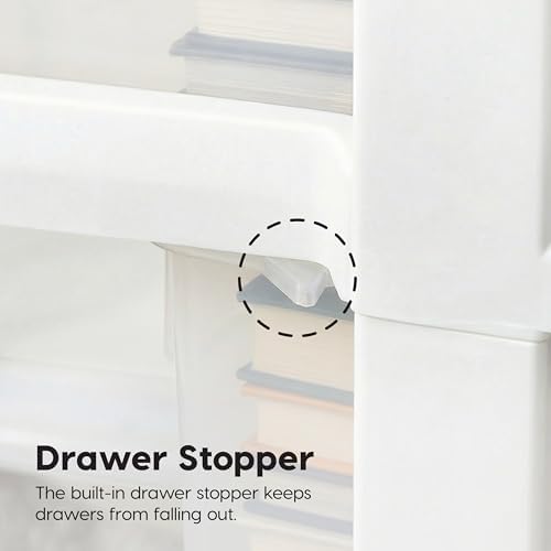 IRIS USA 3-Drawer Slim Narrow Storage Organizer, 2-Pack, White/Clear