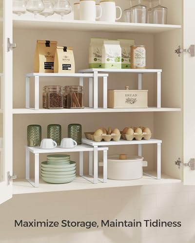 SONGMICS Cabinet Organizer Shelf, Set of 2 Spice Rack, Kitchen Storage