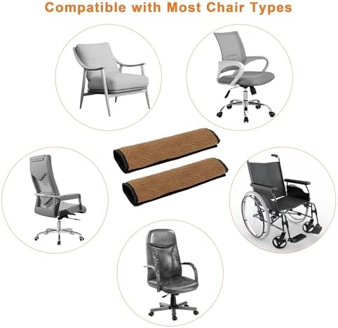 AHIER Wheelchair Armrest Pads, 2PCS Sheepskin Fleece Wheelchair Armrest Covers, Non Slip Arm Rest Cover Cushion pad for Wheelchairs (Brown)