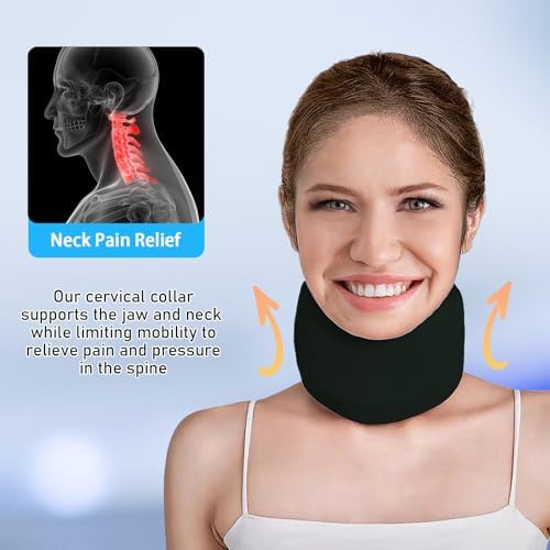 leeveel Neck Brace Cervical Collar,Soft Neck Support Relief Pain & Pressure in Spine for Women & Men,Adjustable Cervical Collar for Sleeping,Travelling,Office (M-17"X3.3")