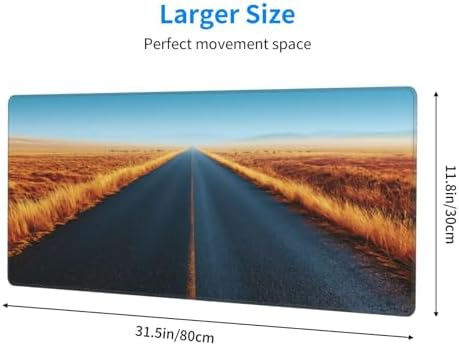 Straight Empty Asphalt Road Stretching to Horizon Large Gaming Mouse Pad Long Extended Mouse Mat for Keyboard Table Waterproof Mousepad Office, 31.5x11.8 in