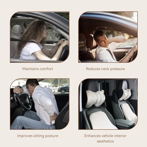 Memory Foam Headrest Car Neck Pillow for Car Seat,Black 1pcs