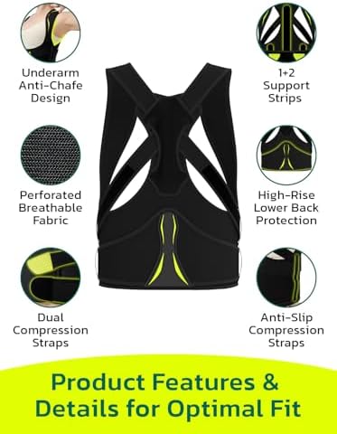 AOFIT Posture Corrector for Women, Adjustable Upper Back Brace Black L