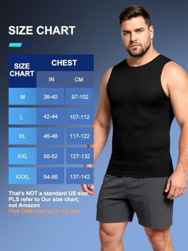 Odoland 3 Pack Men Compression Shirt Slimming Body Shaper Workout Vest