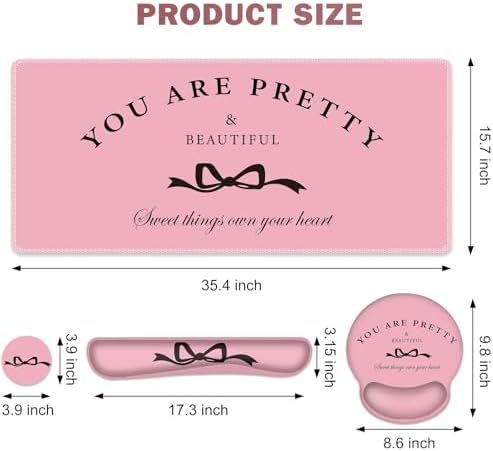 Gaming Mouse Pad, Large Desk Mat, 4in1 XXL Mousepad Cute Desk Pad Protector