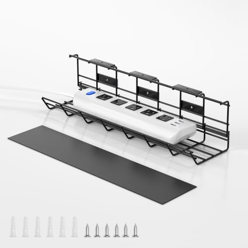 DELAMU 1 Pack Under Desk Cable Management Tray, Black