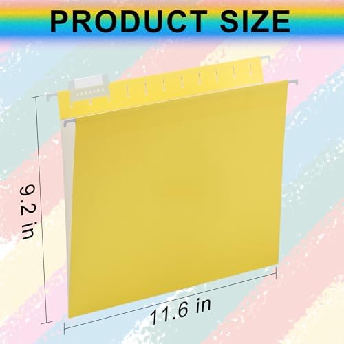 pmybupo Hanging File Folders,25 Pack Yellow Letter Size Hanging File Folders with 1/5-Cut Tabs,Ideal for Home and Office Organization and Papers Classification
