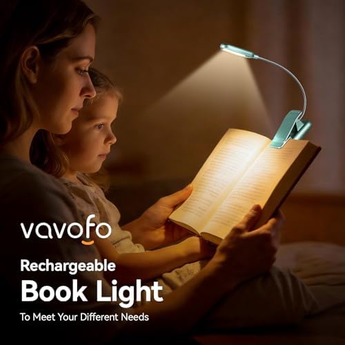 VAVOFO Rechargeable Reading Light, Clip on Book Light for Reading in Bed