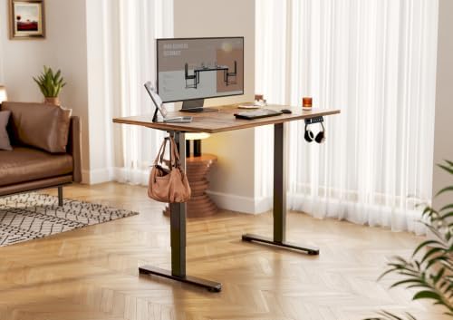 YDN 48 x 24 Inch Rustic Brown Electric Standing Desk