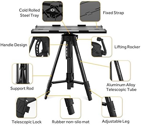 Vamvo Projector Mount, Portable Adjustable Projector Stand, Aluminum Tripod Mounts, Floor Stands Holder, Laptop Mounts, DJ Equipment Holder Mount, Suitable for Home Theater or Stage (Black)