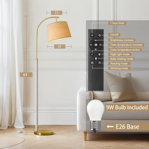 Real Wood Floor Lamps for Living Room Bedroom, 62" Mid Century Modern Lamp