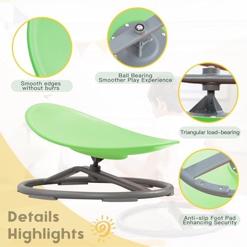 BABAMU Spinning Chair for Autistic Kids, Sensory Swivel Chair, 220LBS Weight Capacity, Autism Sensory Products, Autism Toys, Sensory Toy (Green, Egg)