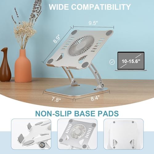 SHUWEI Laptop Cooling Stand with 3 Speed Fan, fits 10-15” Notebook, Black
