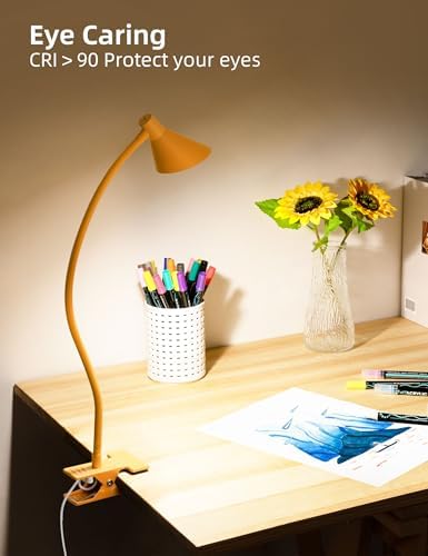 LiFMIRA Desk Lamp Clip on Lamp for Bed, LED Reading Light for Bed Yellow