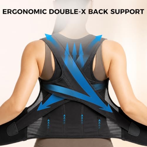 Posture Corrector for Women Men, Adjustable Full Back Brace with Compression Lumbar Support, Breathable Mesh Back Straightener for Back Relief, Hunchback Slouching Office Work Yoga Walking-3XL