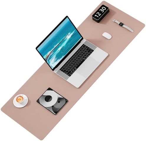 Hsurbtra Desk Pad, 48" x 17" PU Leather Desk Mat, XXXL Extended Mouse Pad, Waterproof Desktop Blotter Protector, Non-Slip Ultra Thin Large Laptop Keyboard Writing Mat for Office Home, Beige Apricot