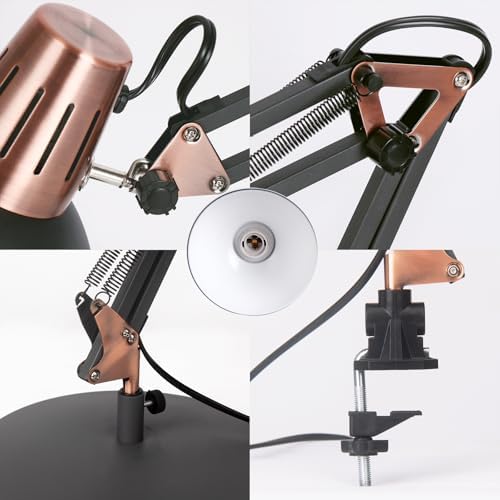 FIRVRE LED Floor Lamp, Vintage Metal Swivel Floors Lamp, 3 Usage Modes - Floors Lamp, Table Lamp and Clip Lamp, E26 Architectural Reading Lamp with Push Button for Bedrooms, Offices and Studios