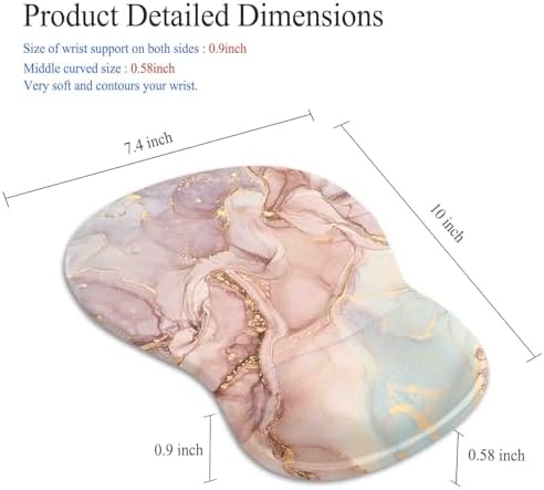 Gel Mouse Pad with Wrist Rest, Ergonomic Concave Wrist Support Mousepad with Non-Slip PU Base & Smooth Surface Comfortable Desk Accessories Mat for Office, Home Gaming and Study (Marble 02)