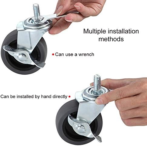 Caster Wheels, 3" Locking Swivel Threaded Stem Casters Set with Brake of 64