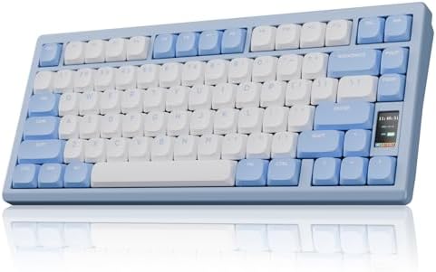 OOCTPK Mechanical Keyboard, Chilkey ND75 LP Wireless Gaming Keyboard with LCD Screen, Bluetooth 5.3/2.4G/USB-C, Hot Swappable Per-Key RGB Custom, Thin Front, Wrist Rest, Full-Aluminum, PC/Mac Support