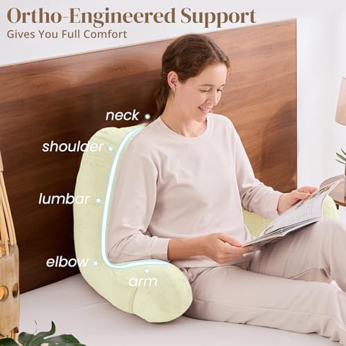 Sasttie Reading Pillow for Bed, Back Pillow for Sitting Up, Cream