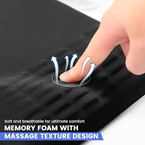 MEKASS Ergonomic Mouse Pad with Wrist Rest, Mouse Pad with Wrist Support for Pain Relief, Memory Foam Mousepad with Massage Design, Non-Slip PU Base for Office, Home, Desk (Classic Black)