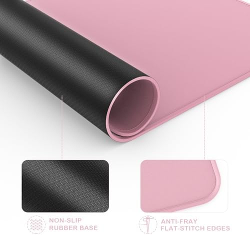 eulps Mouse Pad with Stitched Edge, Multiple Patterns Computer Mouse Pads with Non-Slip Rubber Base, Washable Cloth Mousepad, for Gaming, Laptop, PC (Pink)