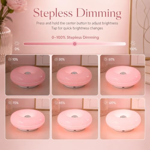 Pink Donut Lamp,Rechargeable,Pink Ambient Light,Bedroom Decor Gift