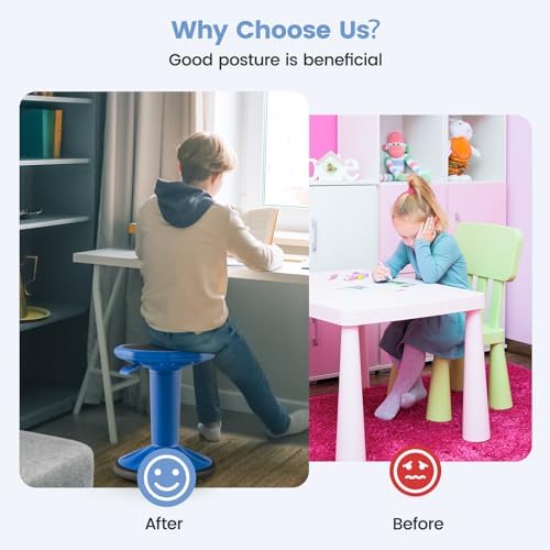 GIANTEX Wobble Stools for Classroom Seating - Wiggle Stool with Adjustable Height, 24" Active Learning Stool, Sitting Balance Chair for School, Office Stand Up, Flexible Seating Wobble Chair, Navy