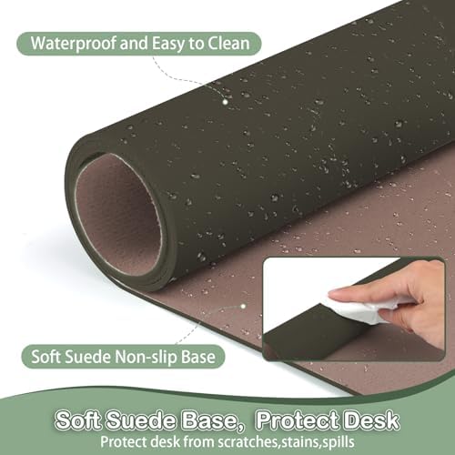 Boutilon Leather Desk Pad Protector,Non-Slip Mouse Pad,Laptop Desk Pad,Office Mouse Mat,Waterproof Leather Desk Blotter,Desk Writing Pad for Office and Home (S-Coffee,24"x 14")
