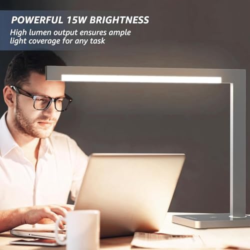 4-Pack Aluminum LED Desk Lamp with Charging, 15W Table Lamp