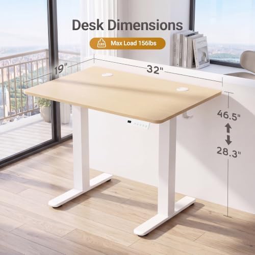 Claiks Electric Standing Desk 32x19 Inch Adjustable Desk, Nature