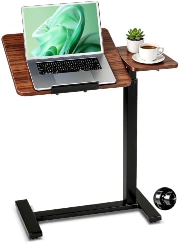 Mobile Standing Desk, Rolling Desk Adjustable Height, Tilting Laptop Table