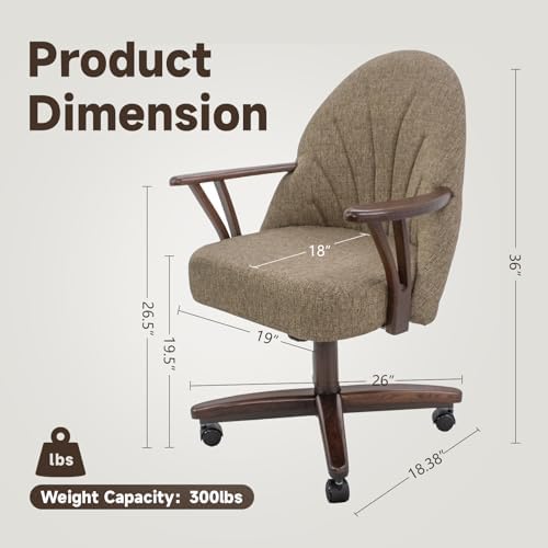 Chromcraft Bailey Swivel-Tilt Caster Dining Chair - Walnut - Mocha - 2pc