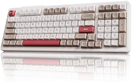 AUSDOM H98 Wireless Bluetooth Mechanical Keyboard, BT5.3/Type-C/2.4G Tri-Mode Hot Swappable Custom Gaming Keyboards, Gasket, RGB, Numpad, Computer Keyboard for Mac/Win/Office, 98 Keys(Clicky Sound)