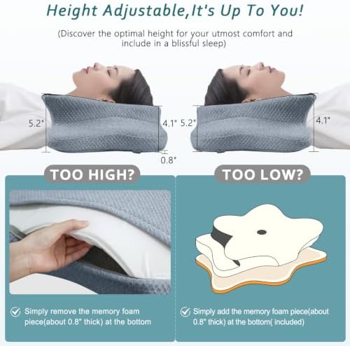CHxxy Cervical Neck Pillow for Pain Relief Sleeping, Memory Foam Pillows