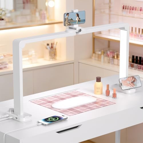 Half Moon Light for Nail Desk, Large Nail Lamp for Desk, White