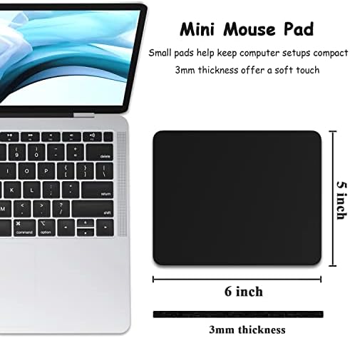 Dapesuom Small Mouse Pad, 5 x 6 Inch Thick Rubber Premium-Textured Non-Slip Portable & Washable Mini Mouse Mat for Women Men Wireless Laptops Keyboard Tray Gaming Work Computer Travel, Jet Black
