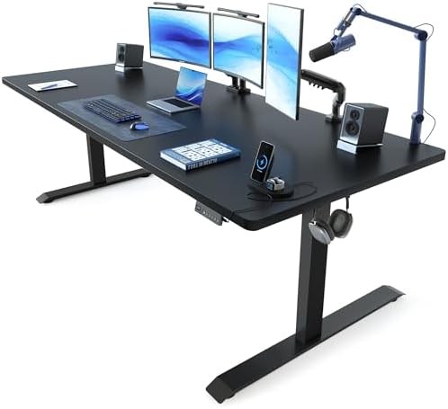 FEZIBO 71 x 37 Inch Large Electric Standing Desk 1" Thick Desktop, Black