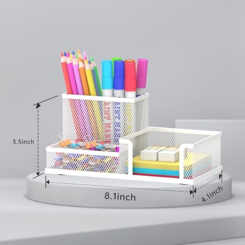 SUPEASY Pen Holder Desk Organizer, Office Supplies Pencil Holder with 3 Compartments, Desk Accessories and Workspace Organizers for Home School Classroom, White