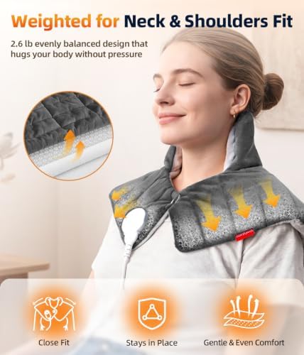 Comfytemp Heating Pad for Neck Shoulders Back, 2.6 Ib Weighted Heating Pad